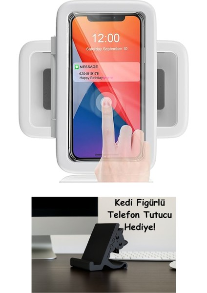 Duş Telefon Tutacağı Su Geçirmez 360° Döndürme Telefon Standı Kılıf Banyo Için Mutfak Duvarı Mirro iPhone 15 14 13 12 11 Plus Pro Max Xs Xr ile Uyumlu 6,8 Inç'e Kadar Cep Telefonu