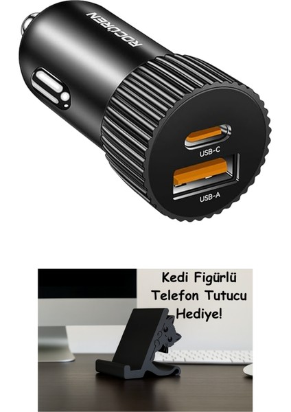 48W Çift Portlu USB Type-C ve Usb-A Araç Içi Hızlı Şarj Cihazı