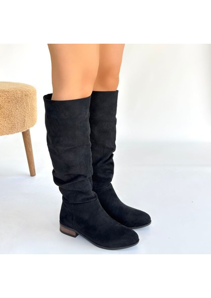 Winda Siyah Süet Körüklü Çizme - Lisinya modelleri