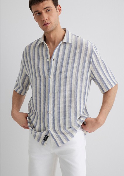 Çizgili Ekru Gömlek 0211540-70055