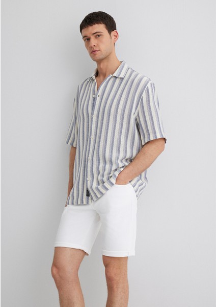 Çizgili Ekru Gömlek 0211540-70055