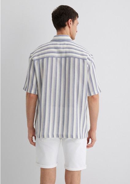 Çizgili Ekru Gömlek 0211540-70055