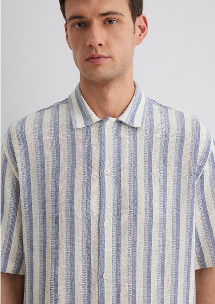 Çizgili Ekru Gömlek 0211540-70055