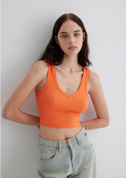 V Yaka Turuncu Basic Crop Atlet 1612375-71272