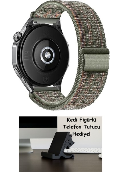 Huawei ile Uyumlu Hasırlı Fabric Loop 22MM Kumaş Kordon Gt5/gt5 Pro/gt4/gt3/gt3 Pro/gt2/gt2 Pro 46MM Için Terletmeyen Hafif Yapılı Cırt Cırt Tasarım Rahat Kayış