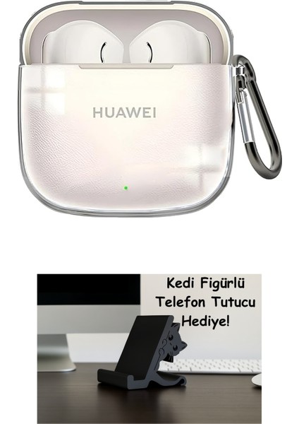 Huawei Freebuds Se 3 Için Şeffaf Kulaklık Kılıfı Darbeye Çizilmeye ve Sararmaya Karşı Dirençli Parmak Izi Tutmayan Taşıma Askılı Tpu Silikon Koruyucu