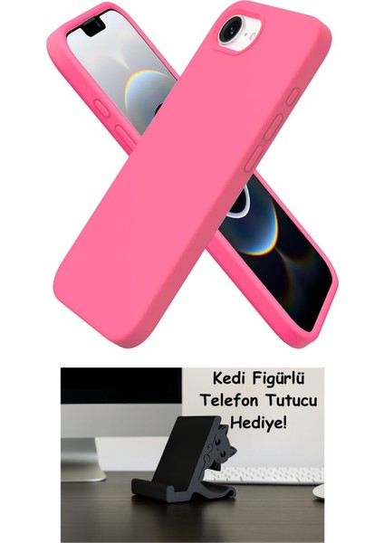 Uruchı iPhone 16E Silikon Kılıf - Mag-Safe Uyumlu, Yumuşak Dokulu, Darbe Emici, Mikro Fiber Kaplama, Premium Koruma, Parmak Izi Tutmaz, Şık ve Hafif Tasarım, Pembe
