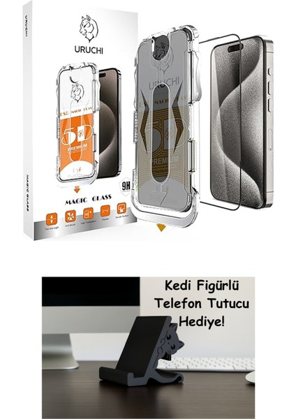 Uruchı iPhone 16 Pro Max Ile Uyumlu Premıum Gizlilik (Privacy) Ekran Koruyucu 45° Hayalet Görünüm, Kolay Kurulum Hizalama Aparatlı, Darbelere Karşı Ekstra Güçlü ve Toz Bırakmayan Temperli Cam