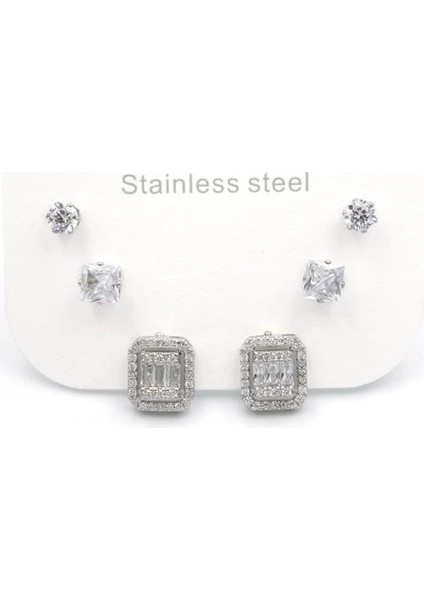 Çoklu Taşlı Küpe - Gümüş