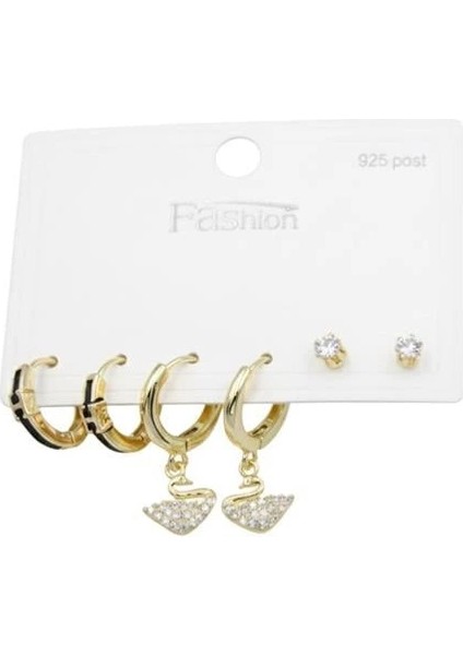 Çoklu Kuğu Küpe - Altın