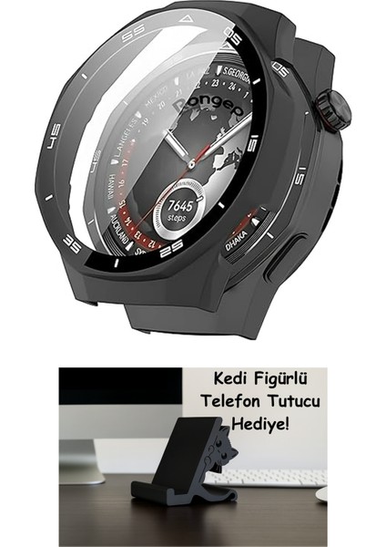 Huawei Watch Gt5 Pro 46MM Için Dereceli Stil Sert Kasa Koruyucu Kılıf Pc Malzeme + Ekran Korumalı Çizilmeye Karşı Koruyan Dokunmatiği ve Görüntüyü Etkilemeyen Saat Koruyucu (Siyah)