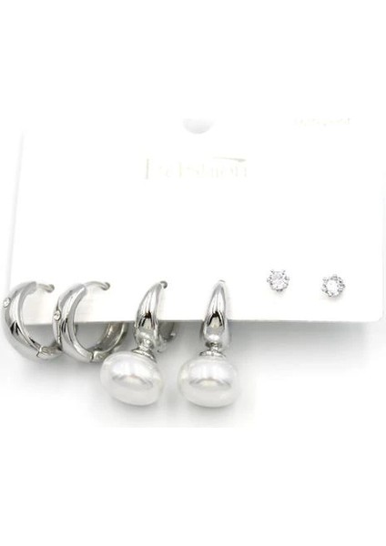 Çoklu Incili Küpe - Gümüş