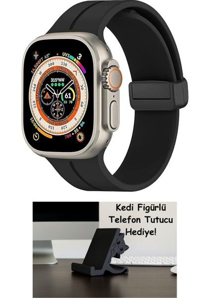 Uruchı Apple Watch Manyetik Silikon Kordon 42/44/45/49/l Kadın Erkek Spor Kordon Iwatch Apple Watch Serisi 8 7 6 5 4 3 2 1 Se Ultra ile Uyumlu