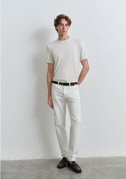 London Classic Denim Kırık Beyaz Jean Pantolon 0010172-89657