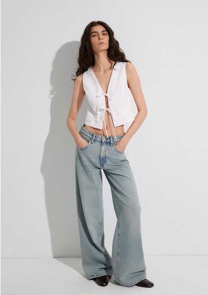 Ekru Keten Bluz 1211103-70057