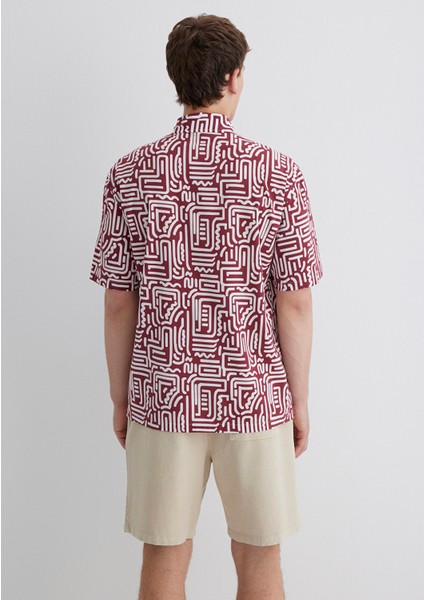 Baskılı Bordo Gömlek 0211536-89926