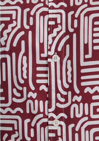 Baskılı Bordo Gömlek 0211536-89926