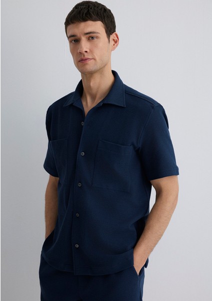 Kısa Kollu Lacivert Gömlek 0211530-70492