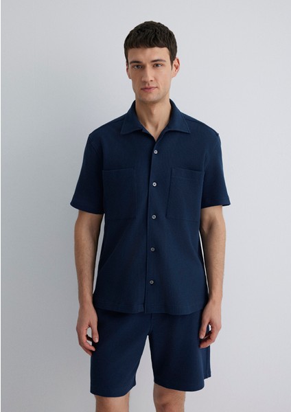 Kısa Kollu Lacivert Gömlek 0211530-70492