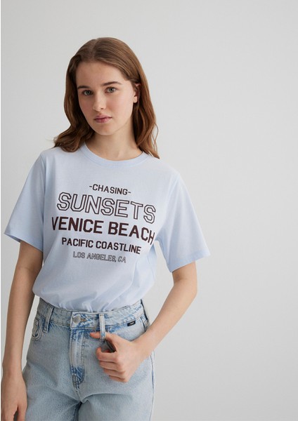 Baskılı Mavi Tişört 1613182-89201