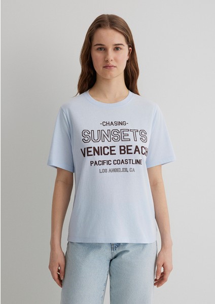 Baskılı Mavi Tişört 1613182-89201