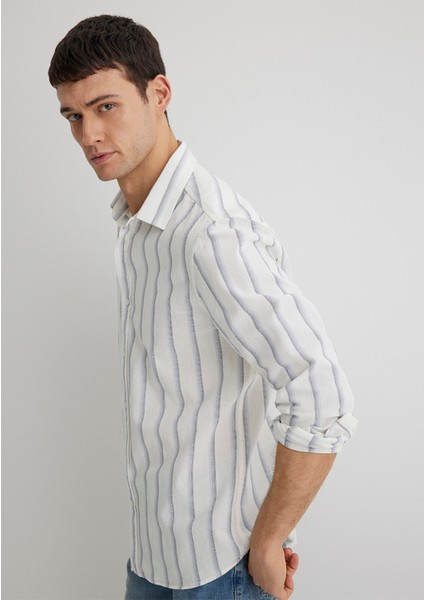Çizgili Beyaz Gömlek 0211546-87737