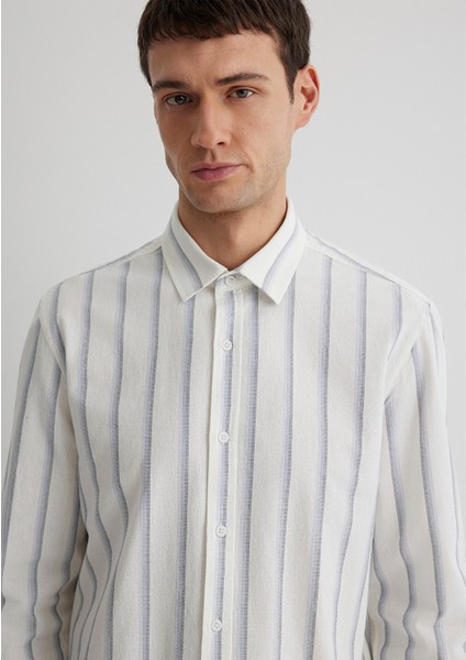 Çizgili Beyaz Gömlek 0211546-87737
