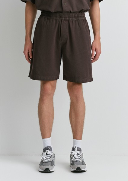 Keten Karışımlı Kahverengi Şort 0410278-86683