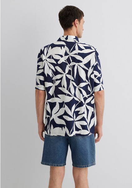 Baskılı Lacivert Gömlek 0211533-89921