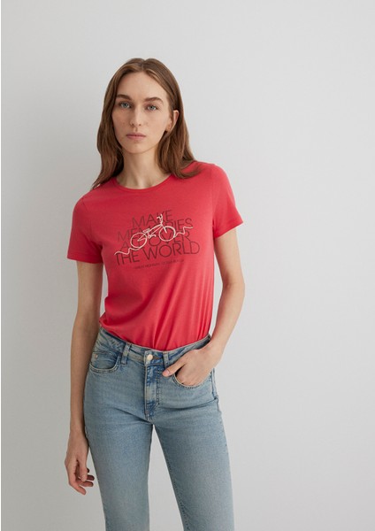 Bisiklet Baskılı Kırmızı Tişört 1613190-71083