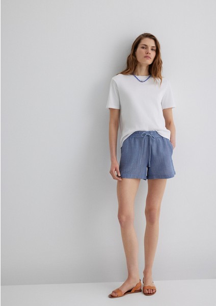Dokulu Mavi Şort 1410132-89861