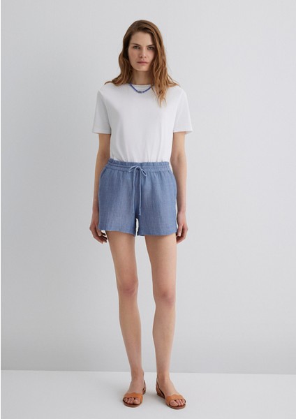 Dokulu Mavi Şort 1410132-89861
