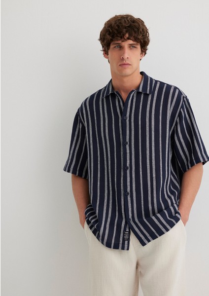 Çizgili Lacivert Gömlek 0211541-70490