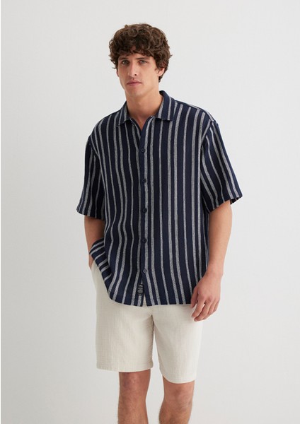 Çizgili Lacivert Gömlek 0211541-70490