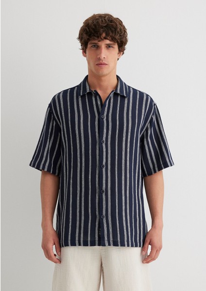 Çizgili Lacivert Gömlek 0211541-70490