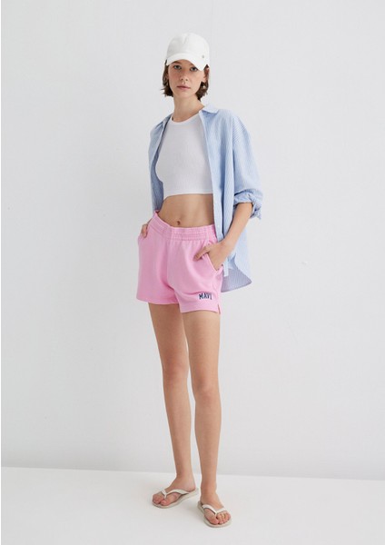 Mavi Logo Baskılı Pembe Şort 1410155-70972