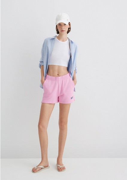 Mavi Logo Baskılı Pembe Şort 1410155-70972