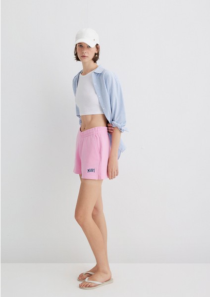 Mavi Logo Baskılı Pembe Şort 1410155-70972