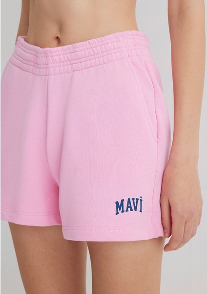 Mavi Logo Baskılı Pembe Şort 1410155-70972