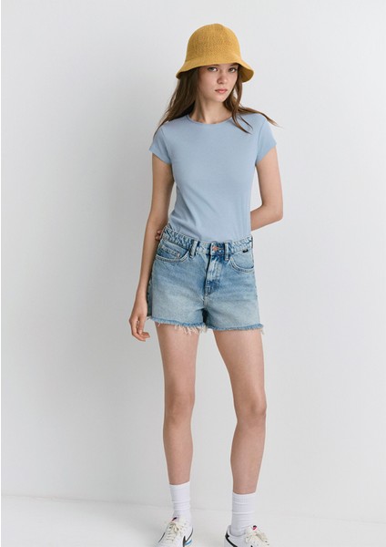 Cherry 90LAR Vintage Açık Mavi Jean Şort 1410022-89733