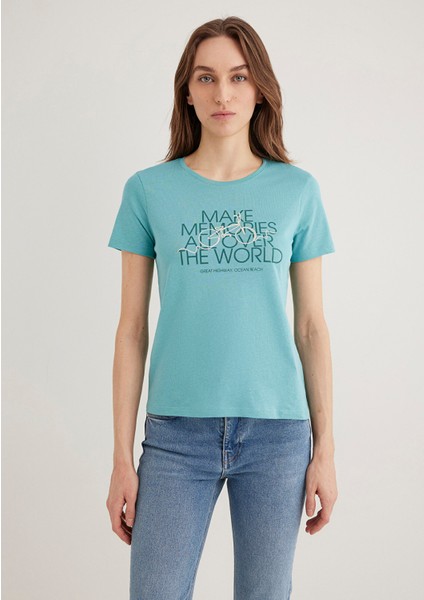 Bisiklet Baskılı Yeşil Tişört 1613190-71823