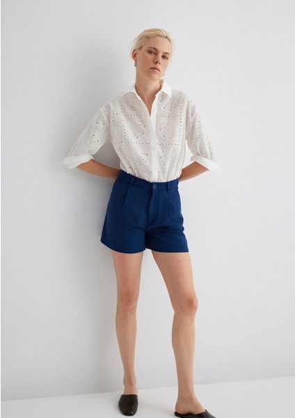 Tencel Tm Liyosel Mavi Şort 1410201-80195