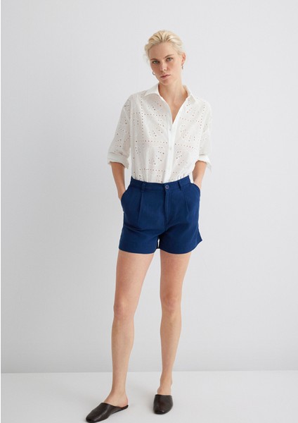 Tencel Tm Liyosel Mavi Şort 1410201-80195