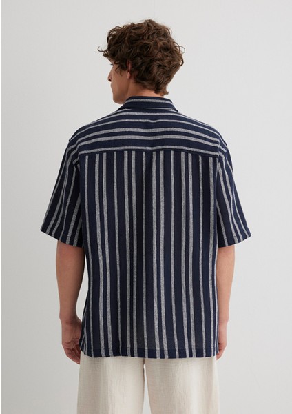 Çizgili Lacivert Gömlek 0211541-70490