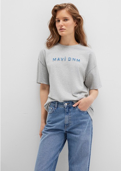 Mavi Baskılı Gri Tişört 1613146-83096