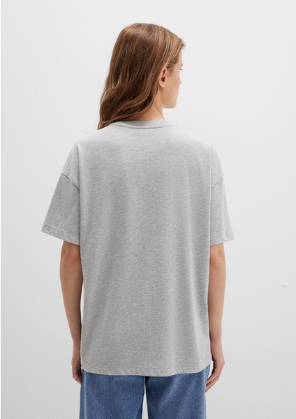 Mavi Baskılı Gri Tişört 1613146-83096