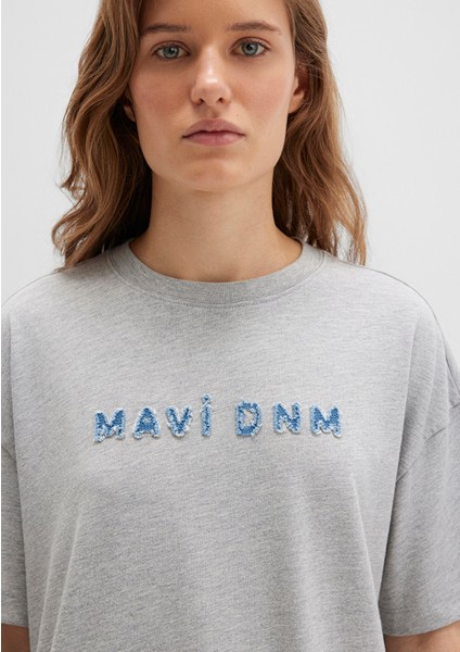 Mavi Baskılı Gri Tişört 1613146-83096