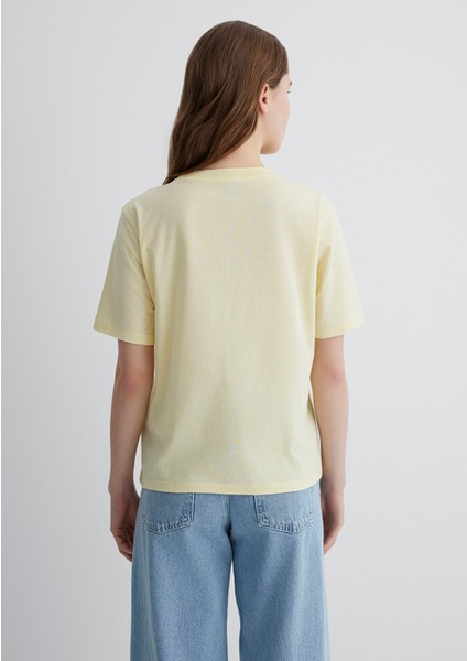 Palmiye Baskılı Sarı Tişört 1613179-71310