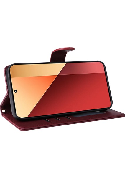 Xiaomi Redmi Note 13 Pro 4g Için El Kayışı ve Kart Yuvalı Premium Deri Cüzdan Kılıf-Kırmızı (Yurt Dışından) fiyatları