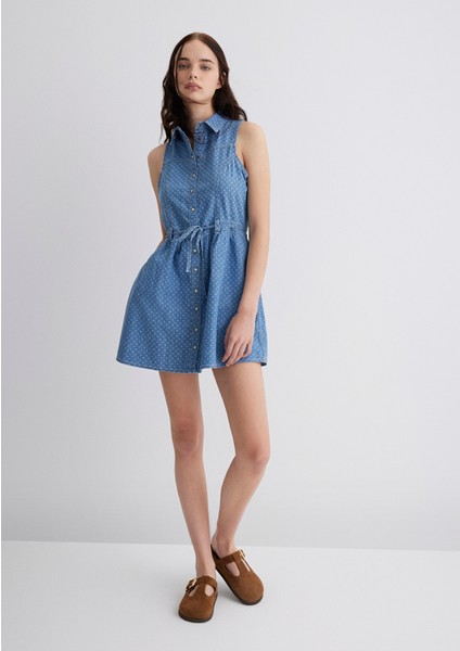 Raven Akdeniz Yıldız Baskılı Indigo Mavisi Jean Elbise 1310660-89760